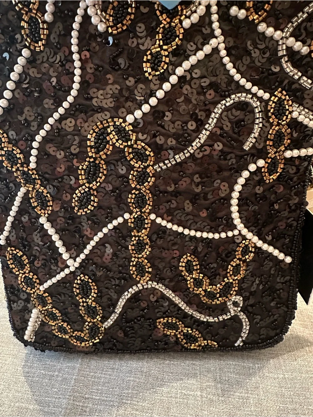 Stunning Embellished Black Sequin & Bead Shoulder Bag